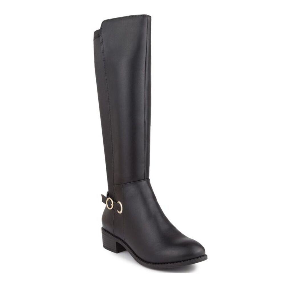 NWT KAREN SCOTT Womens Black Panels Valeree Almond Block Heel Riding Boot 5 M